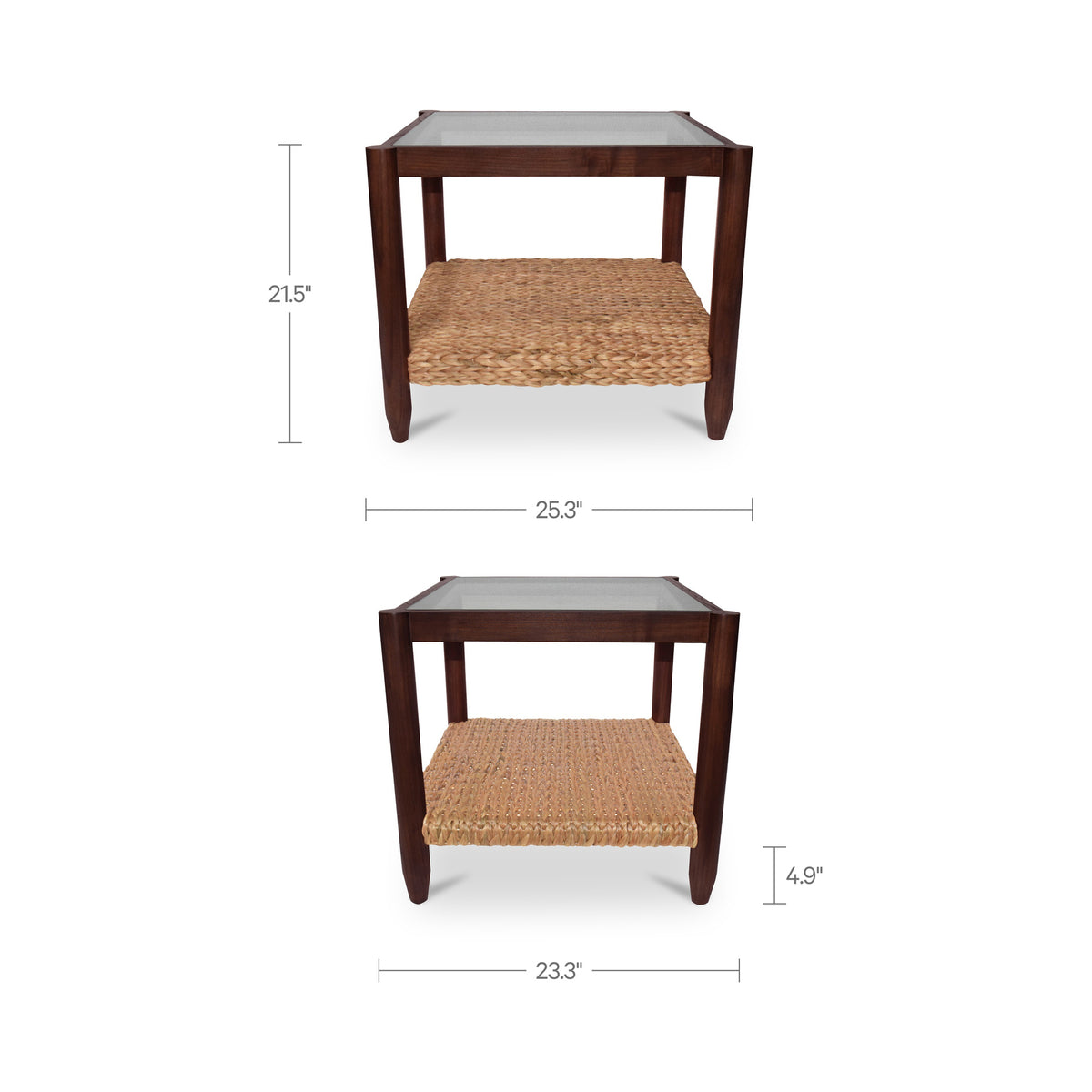 Beth Side Table – 25.3" Wood and Glass Side Table (9)