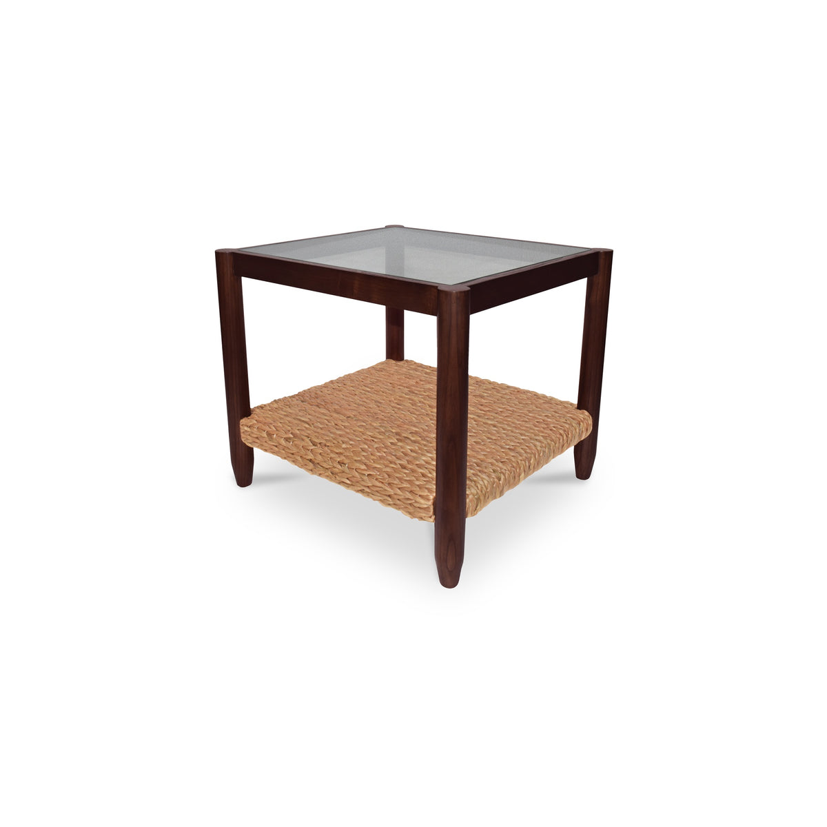 Beth Side Table – 25.3" Wood and Glass Side Table (2)
