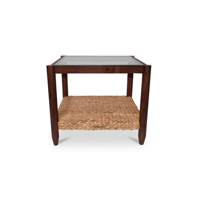 Beth Side Table – 25.3" Wood and Glass Side Table (1)