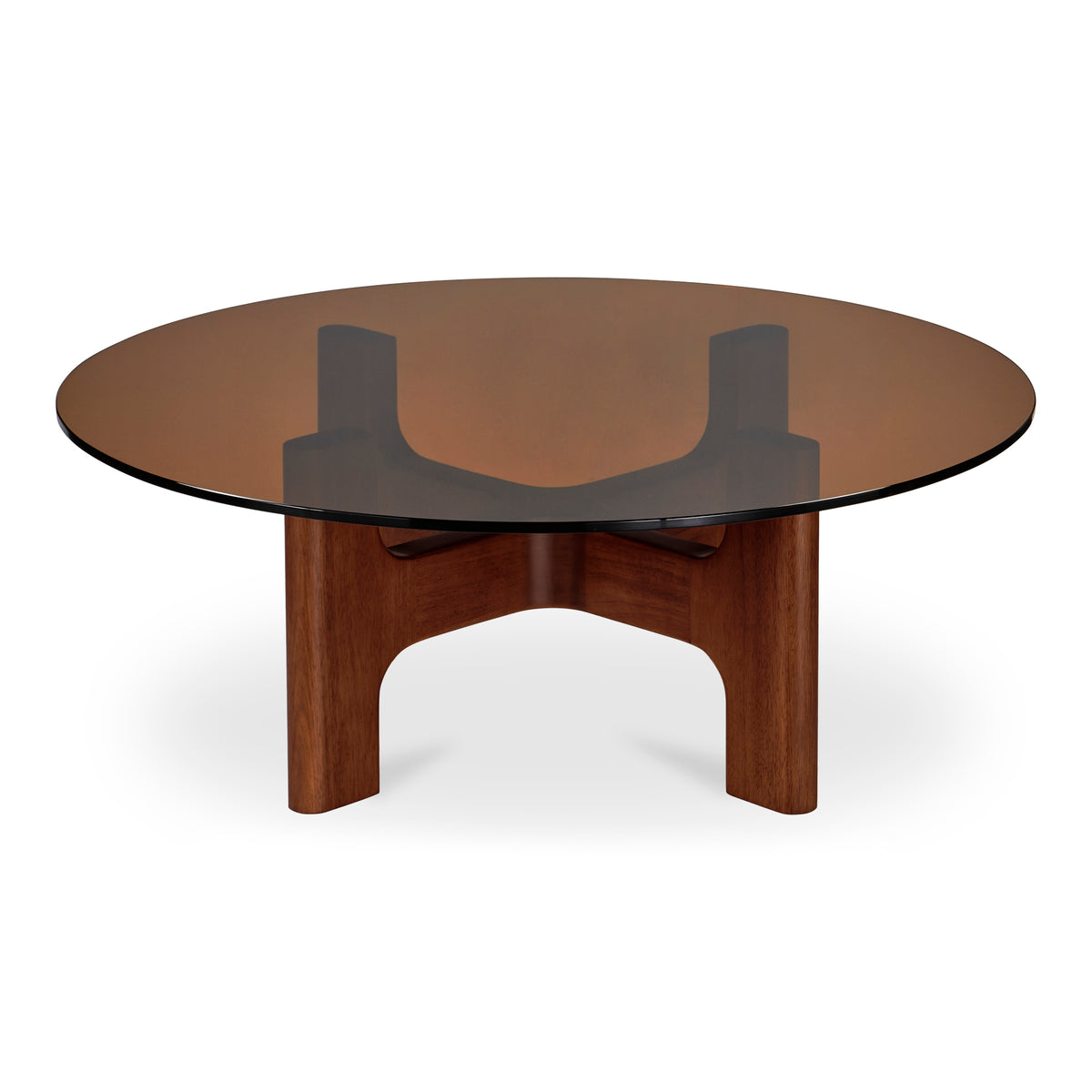 Luke Coffee Table – 42" Round Amber Glass Coffee Table (1)