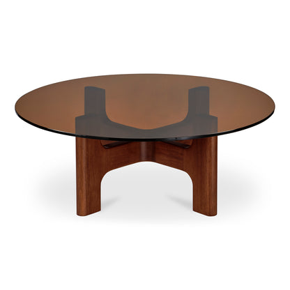 Luke Coffee Table – 42" Round Amber Glass Coffee Table (1)