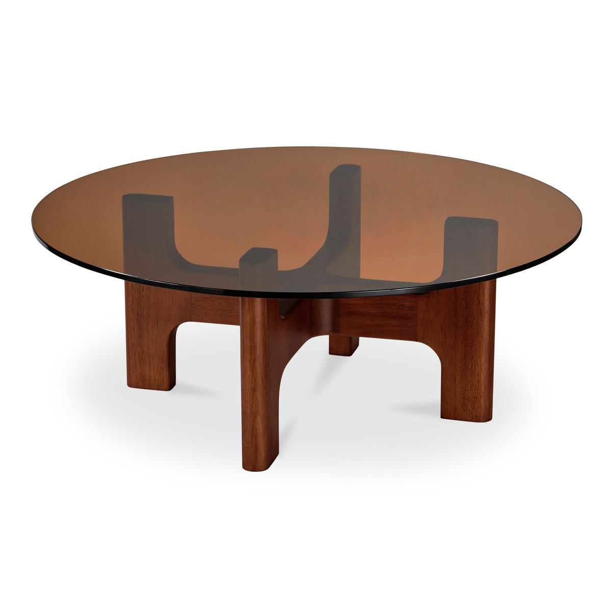 Luke Coffee Table – 42" Round Amber Glass Coffee Table (2)