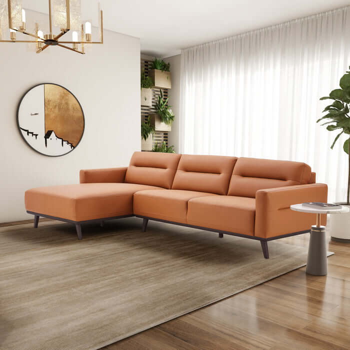 Ella PU Leather L-Shape Sectional Chaise Sofa 109"