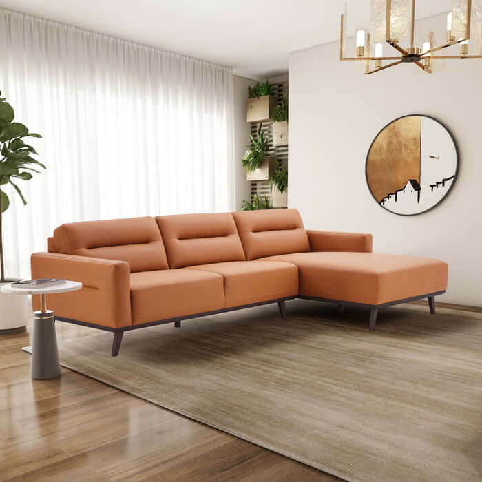 Ella PU Leather L-Shape Sectional Chaise Sofa 109"