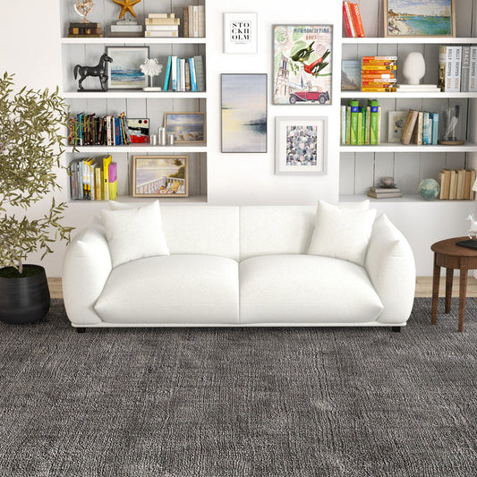 Emma Boho Cream Boucle Upholstered Sofa 89"