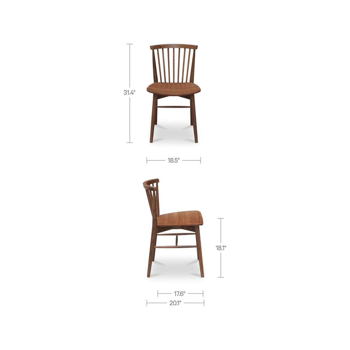 Marley Dining Chair Set of 2 – 18.58" Solid Walnut Dining Chairs (10)