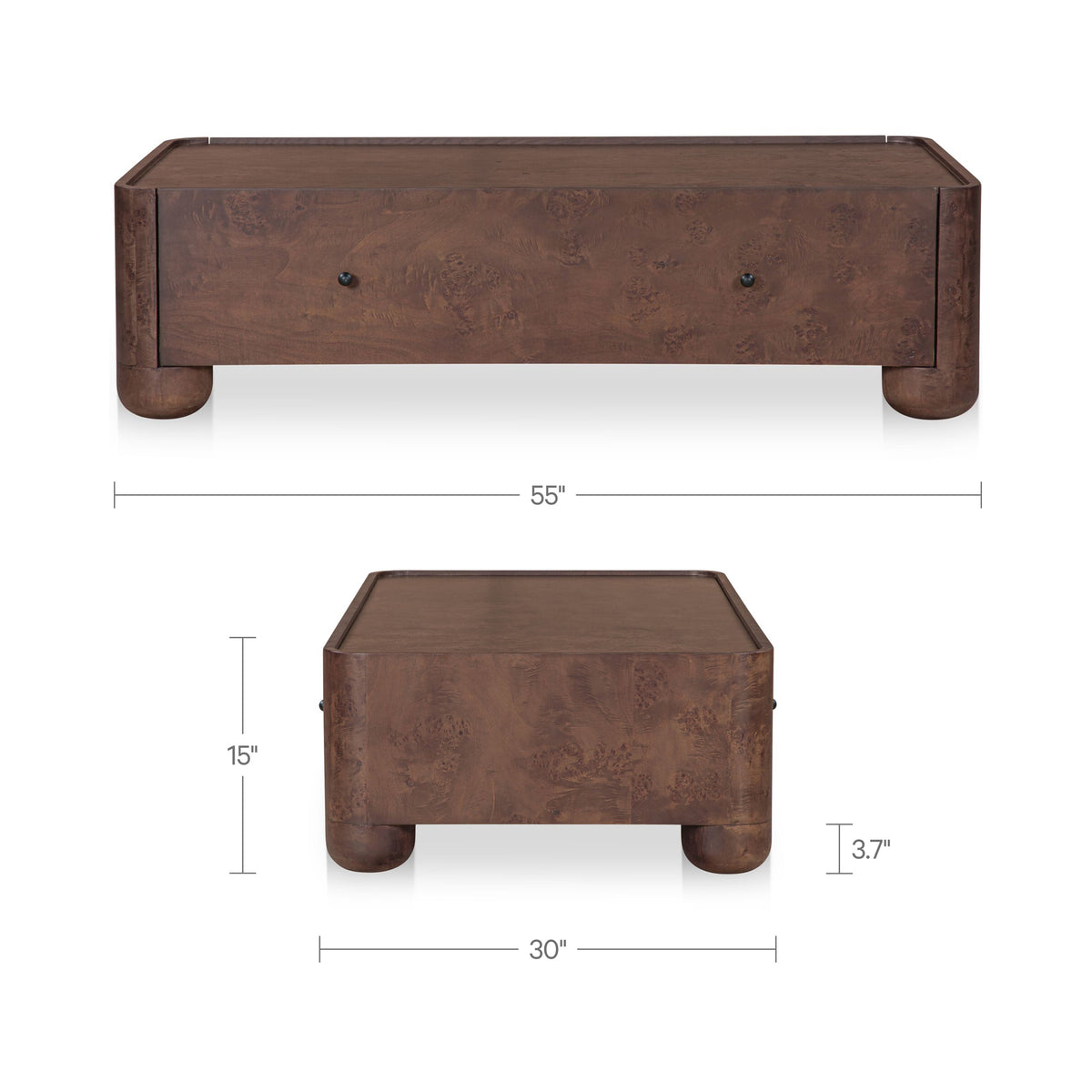 Gibson Coffee Table – 55" Oak and Burl Veneer Coffee Table (2 Colors) (10)