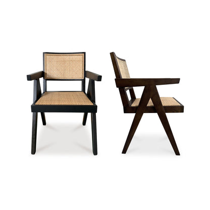 Takashi Dining Chair Set of 2 – 20" Elm and Rattan Dining Chairs (1)