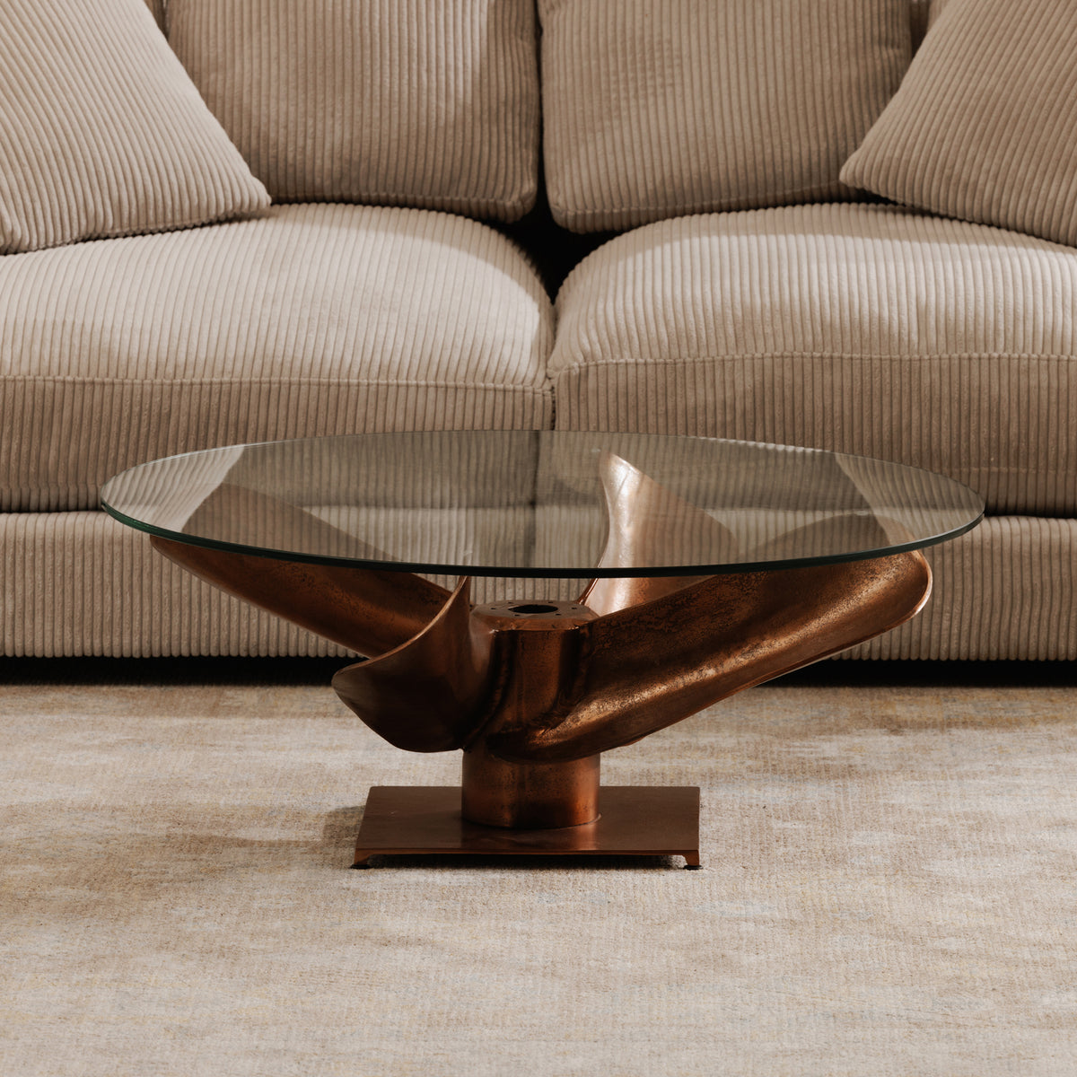 Archimedes Coffee Table – 35.5" Glass Top Coffee Table (4)