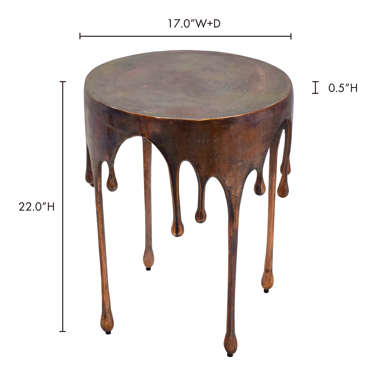 Copperworks Accent Table – 17" Antique Copper Aluminum Accent Table (5)