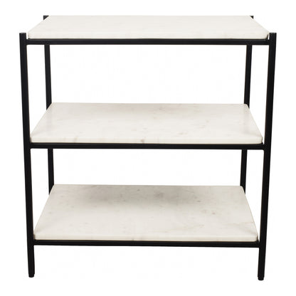 Trine Nightstand – 22" Marble and Iron Nightstand (1)