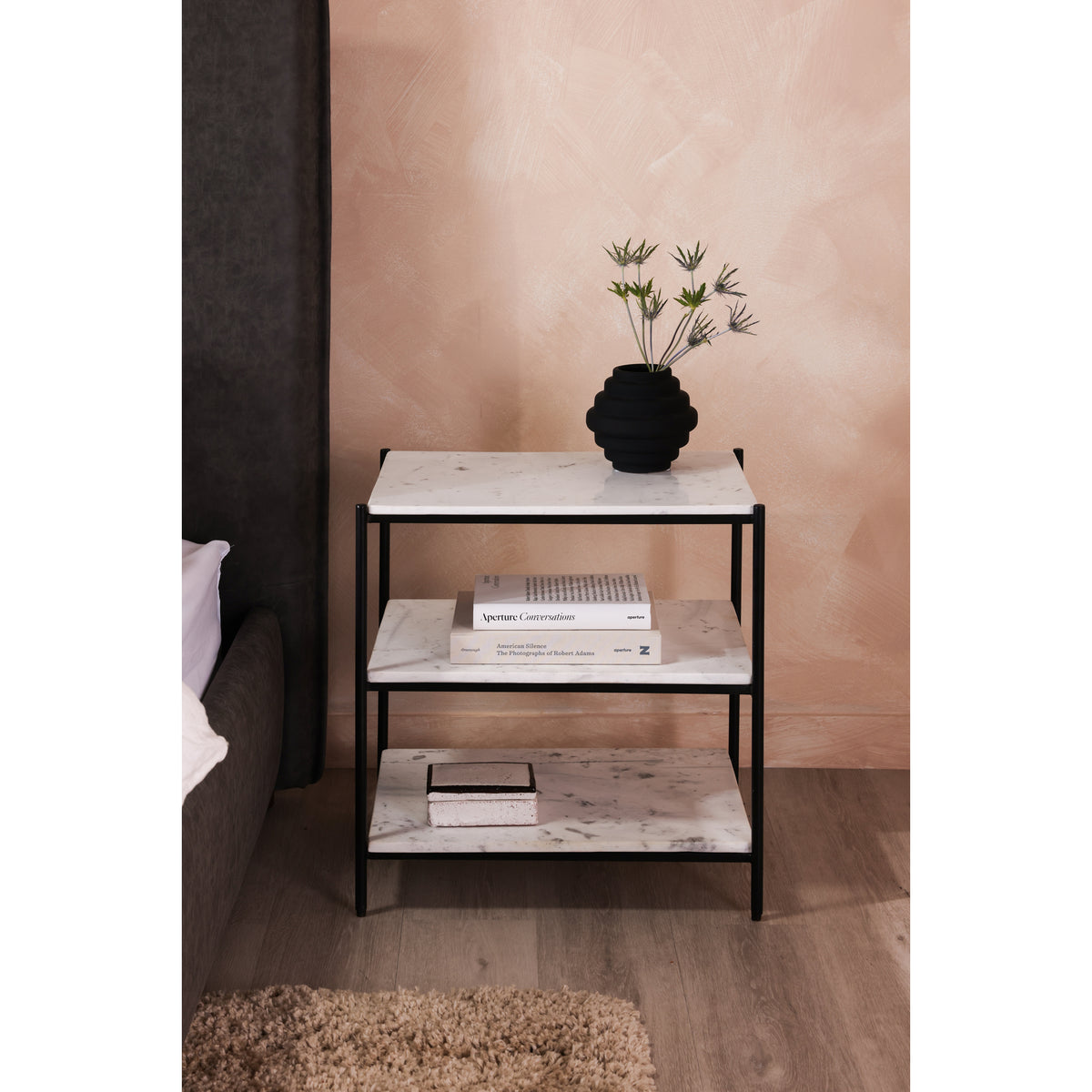 Trine Nightstand – 22" Marble and Iron Nightstand (6)