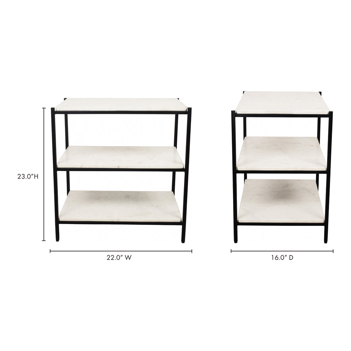 Trine Nightstand – 22" Marble and Iron Nightstand (7)