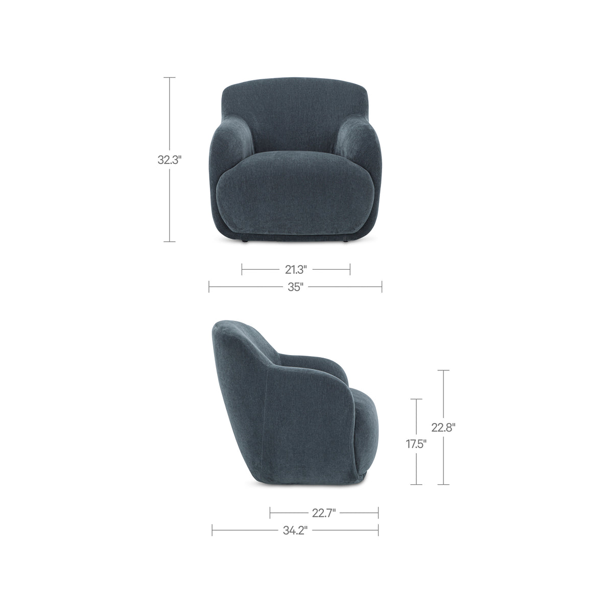 Stevie Lounge Chair – 35" Upholstered Lounge Chair (2 Colors) (4)