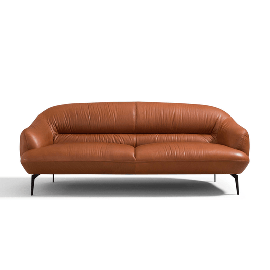 Leonia Italian Leather Sofa 88" – Tan Genuine Italian Leather Modern Couch in a rich tan color with sleek design.
