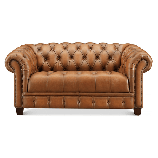 York Chesterfield Genuine Leather Sofa Loveseat 70'