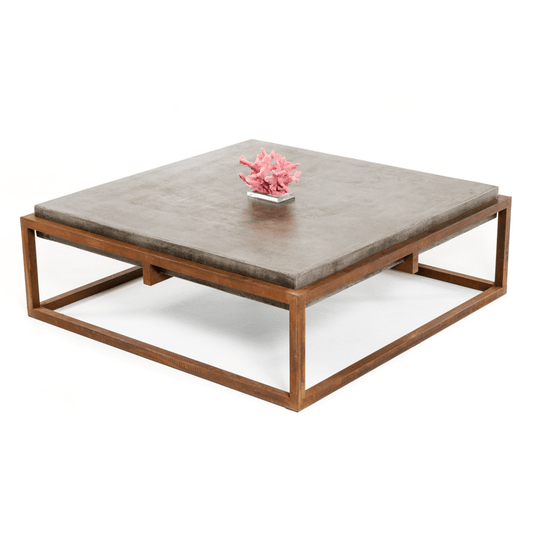 Square Concrete Top Metal Frame Coffee Table 44"