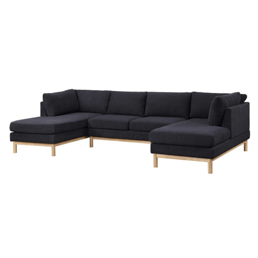 Hallie Black Sherpa Dual Chaise Sofa Sectional (124")