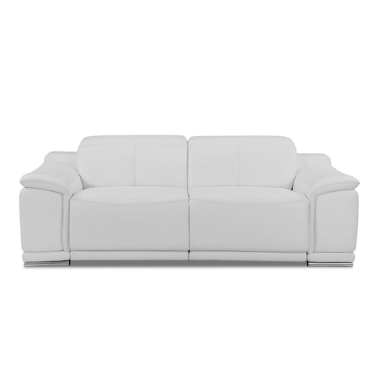 Genuine Leather Power Reclining Sofa, White 87” - Revel Sofa 
