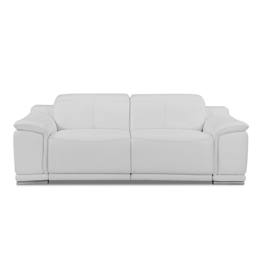 Genuine Leather Power Reclining Sofa, White 87” - Revel Sofa