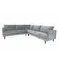 MidCentury Modern Silver Velvet L-Shaped Corner 3pc. Sectional Sofa - Revel Sofa 