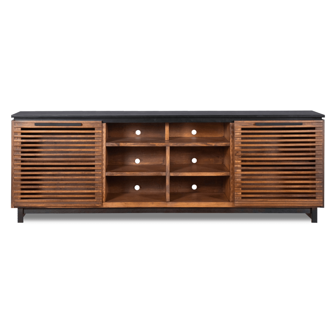 Graceland Solid Wood TV Stand Console, Black with Bourbon Finish 85" - Revel Sofa 