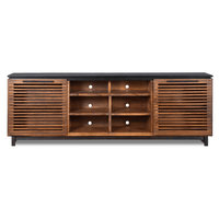 Graceland Solid Wood TV Stand Console, Black with Bourbon Finish 85