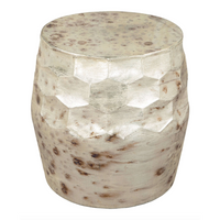 Pam Cylindrical Iron End Side Accent Table, Antique Beige - Revel Sofa 