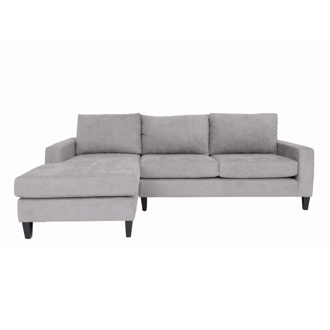 Modern Gray Polyester L-Shaped Left Facing Chaise Sectional Sofa 115" - Revel Sofa 
