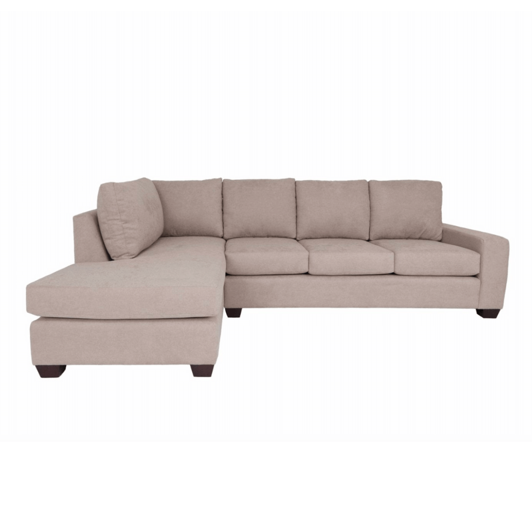 Modern Beige Polyester Blend L-Shaped 2pc. Chaise Sectional Sofa - Revel Sofa 