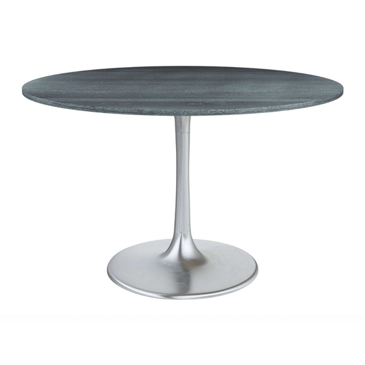 Metropolis Round Dining Table in Gray Top, Silver Base - Revel Sofa