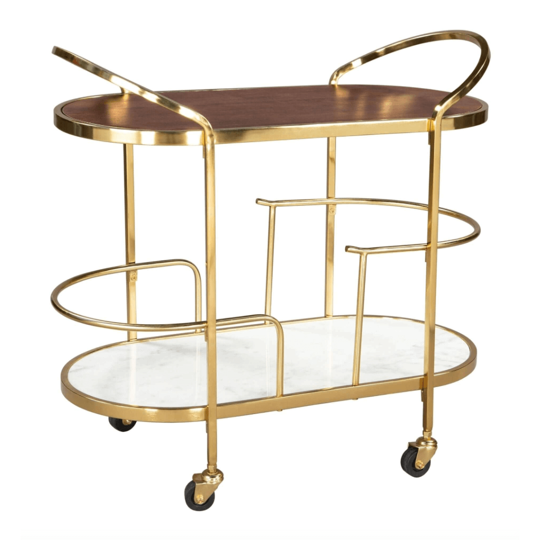 Antalya Swanky Beverage Bar Cart on Wheels - Revel Sofa 