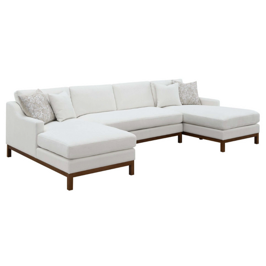 Valiant MCM U-Shape Sectional Dual Chaise Sofa, Ivory Chenille 127" - Revel Sofa
