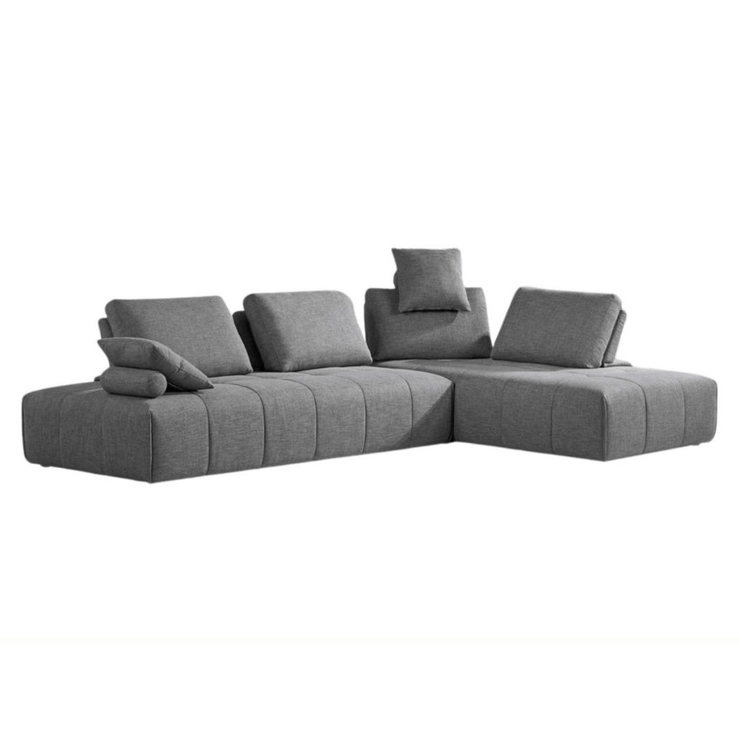 Gray Modular Polyester Fabric 2pc Sectional Sofa & Chaise 124" - Revel Sofa 