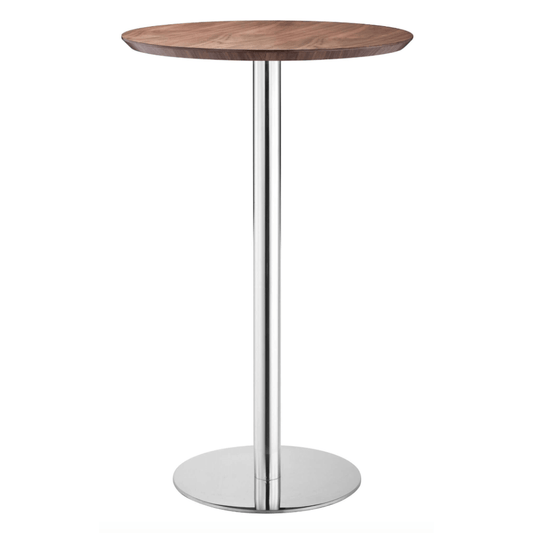 Bergen Bar Stainless Steel Base Walnut Round Table Top - Revel Sofa