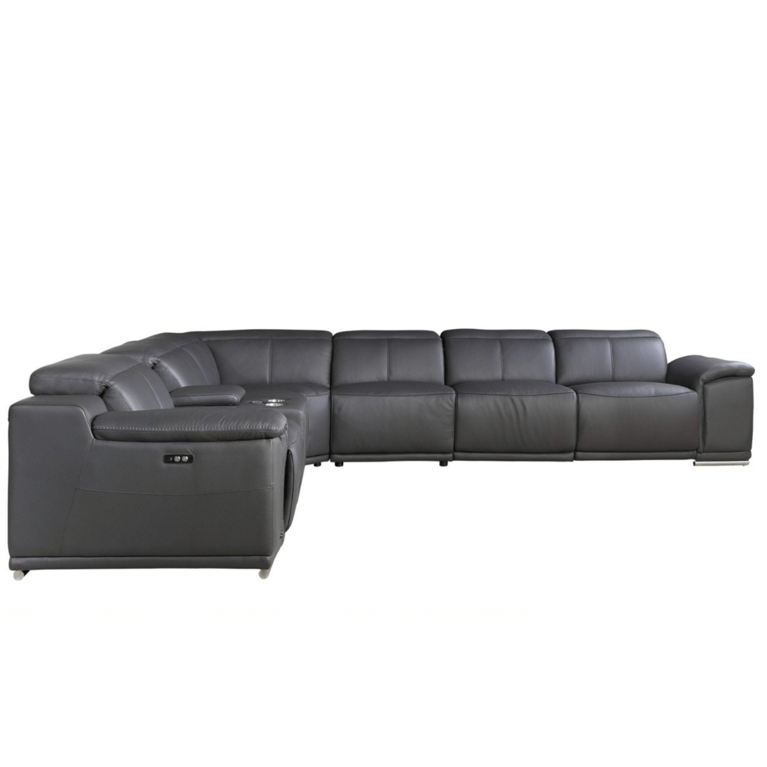 Italian Leather Power-Reclining Corner Sectional With Console with Various Size and Color Options - Revel Sofa 