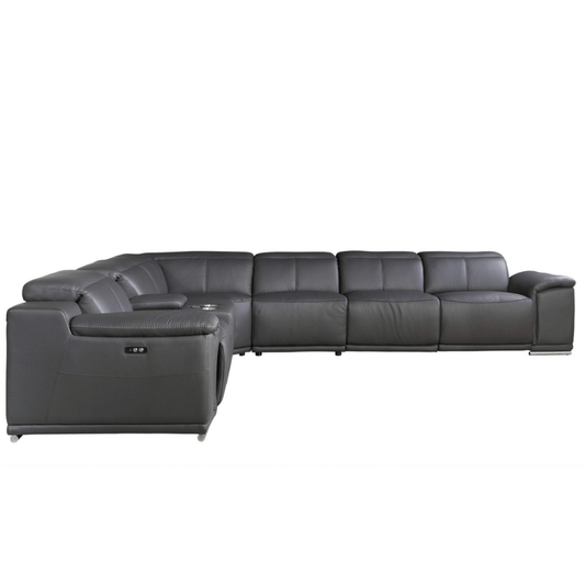 Italian Leather Power-Reclining Corner Sectional With Console with Various Size and Color Options - Revel Sofa