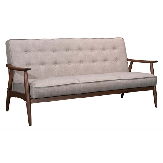 Rocky MCM Style Button Tufted Sofa in Gray 68” - Revel Sofa