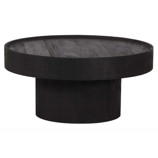 Watson Round Minimalist Wood Center Coffee Table, Black - Revel Sofa