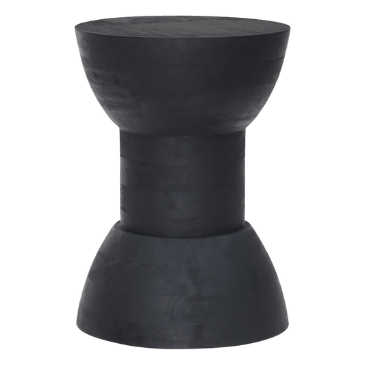 Wisdom Solid Wood Round Side Table, Black 13" - Revel Sofa