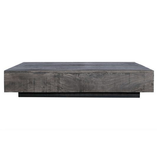 Charcoal Finish Solid Wood Low Profile Square Coffee Table 47" - Revel Sofa