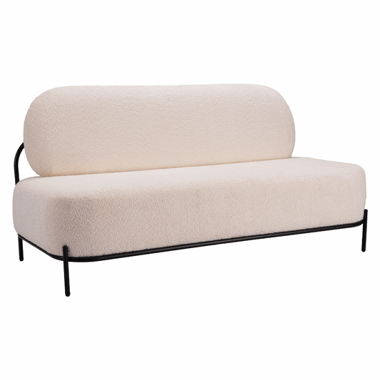 Arendal Modern Armless Sofa Loveseat in Vanilla Sherpa Upholstery 64" - Revel Sofa 