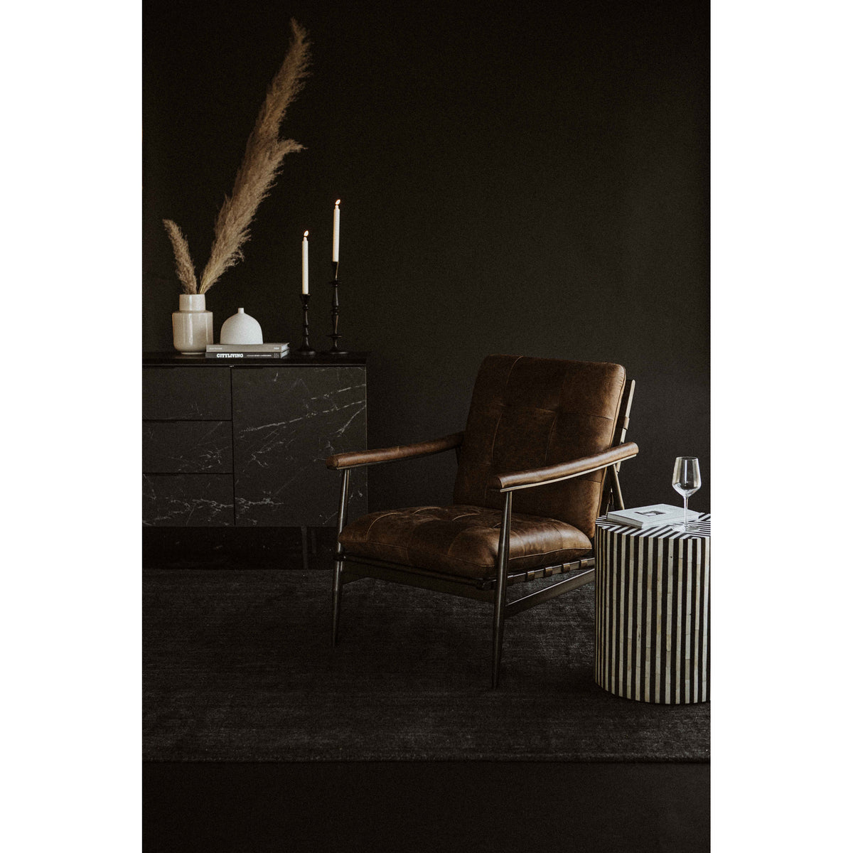 Chameau Side Table – 15" Cylindrical Camel Bone Side Table (5)