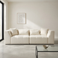 Jefferson 98" Modern Beige Chenille Sofa with Tuxedo Arms & Accent Pillows
