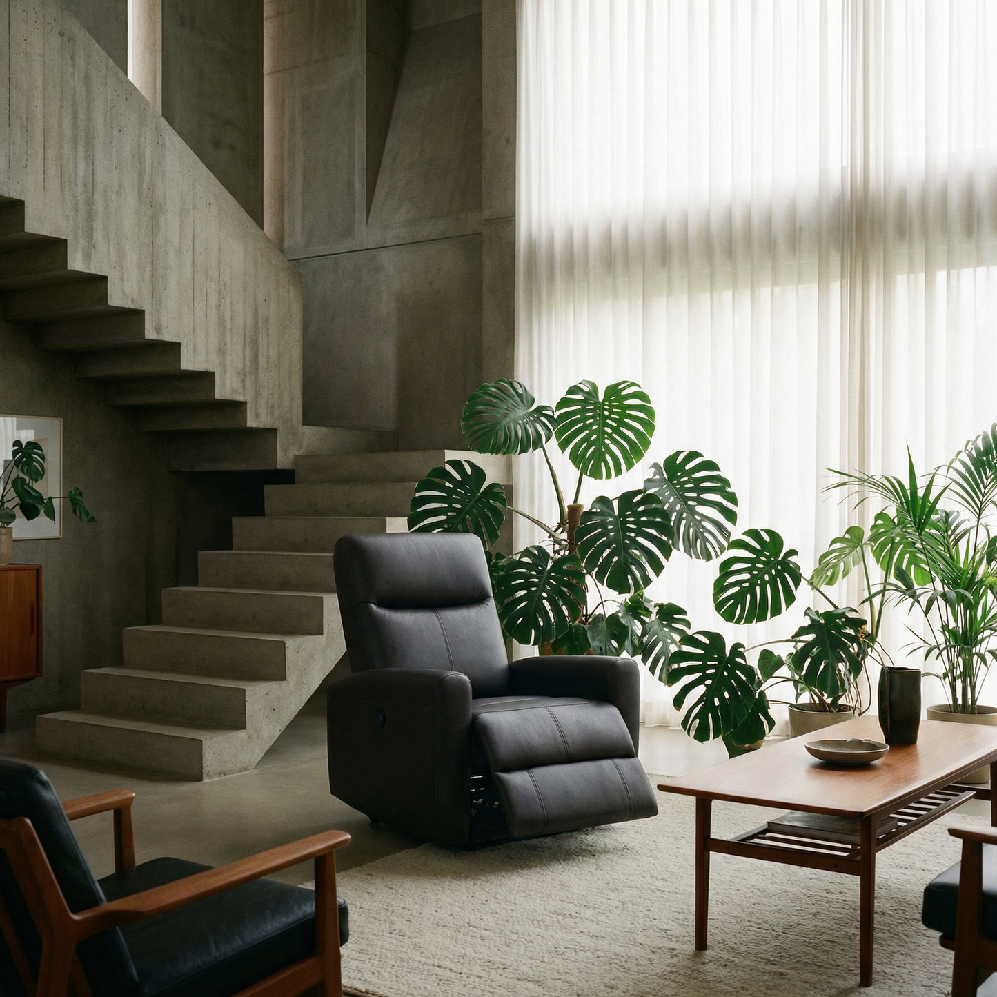 Blane Top-Grain Leather Power Recliner – Brown Modern Electric Reclining Chair