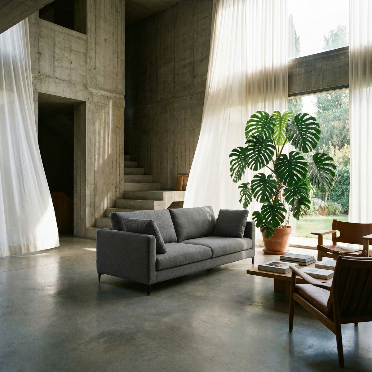 Ava MCM Performance Fabric Sofa 90"