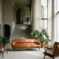 Leonia Italian Leather Sofa 88" – Tan Genuine Italian Leather Modern Couch