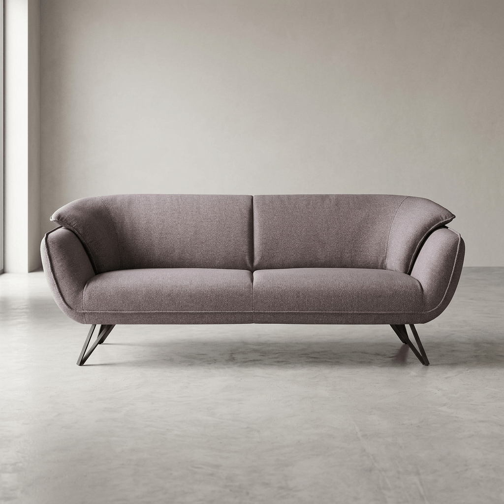 Dalya Gray Linen Loveseat – 78” Modern 2-Seat Sofa with Metal Legs in a stylish interior setting.
