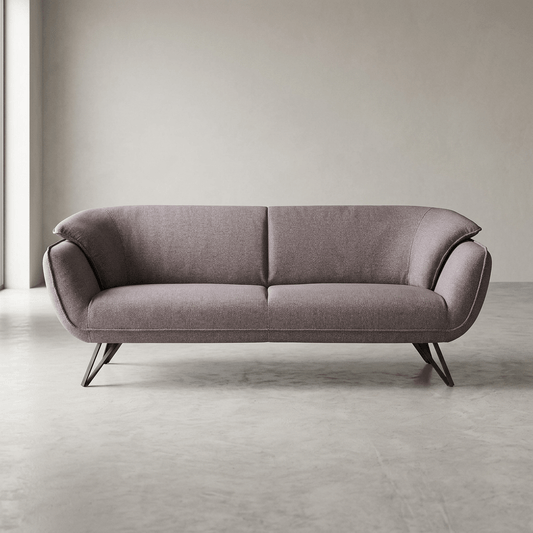 Dalya Gray Linen Loveseat – 78” Modern 2-Seat Sofa with Metal Legs in a stylish interior setting.