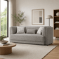 Glenda Gray Chenille Sofa – 87” Modern 3-Seat Sofa with Pillows in a stylish living room setting.
